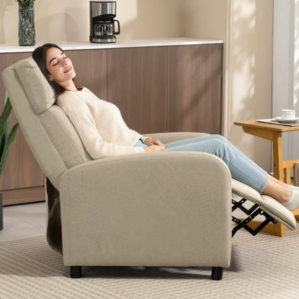Relaxstoel Met Ligfunctie, Uitschuifbaar Voetgedeelte, Pocketvering, Tot 150 Kg, Beige