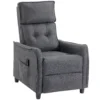 Relaxstoel Met Vibratiemassage, Linnen look, Inklapbaar Met Veerpolstering, Voetensteun, Grijs