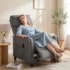 Relaxstoel Met Vibratiemassage, Linnen look, Inklapbaar Met Veerpolstering, Voetensteun, Grijs