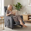 Relaxstoel Met Vibratiemassage, Linnen look, Inklapbaar Met Veerpolstering, Voetensteun, Grijs