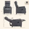 Relaxstoel Met Vibratiemassage, Linnen look, Inklapbaar Met Veerpolstering, Voetensteun, Grijs