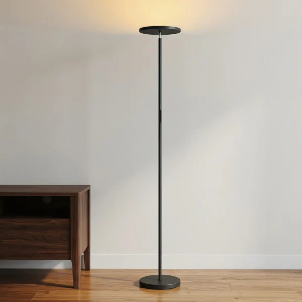 RGB Uplighter Staande Lamp, Dimbare Lamp Met Afstandsbediening & Touch Bediening, 350° Draaibare Kop, Zwart