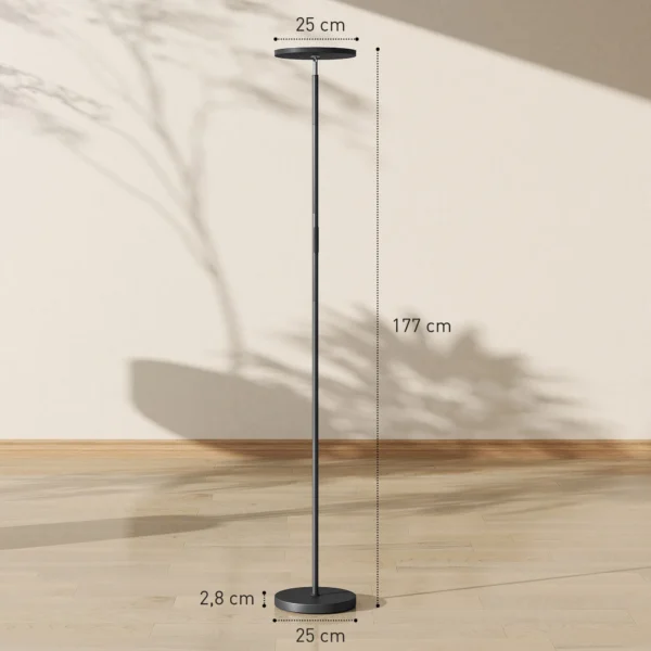 RGB Uplighter Staande Lamp, Dimbare Lamp Met Afstandsbediening & Touch Bediening, 350° Draaibare Kop, Zwart