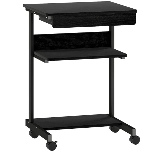 Rolbureau Met Lade En Planken, 4 Wielen, Compact, Spaanplaat, Metaal