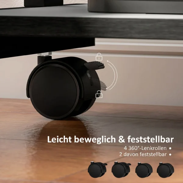 Rolbureau Met Lade En Planken, 4 Wielen, Compact, Spaanplaat, Metaal