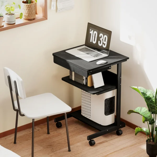 Rolbureau Met Lade En Planken, 4 Wielen, Compact, Spaanplaat, Metaal