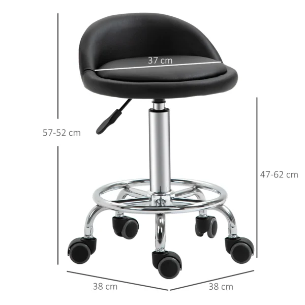 Rolkruk Met Rugleuning 57 72 Cm In Hoogte Verstelbaar Draaikruk Voor Kantoor Salon Massage
