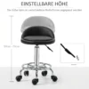 Rolkruk Met Rugleuning 57 72 Cm In Hoogte Verstelbaar Draaikruk Voor Kantoor Salon Massage