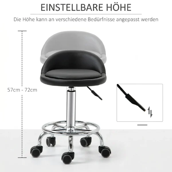 Rolkruk Met Rugleuning 57 72 Cm In Hoogte Verstelbaar Draaikruk Voor Kantoor Salon Massage
