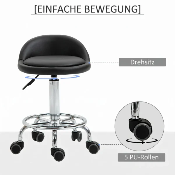Rolkruk Met Rugleuning 57 72 Cm In Hoogte Verstelbaar Draaikruk Voor Kantoor Salon Massage