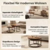 Rond Salontafelset, 2 delig, Industriële Bijzettafels Met Metalen Frame Voor Woonkamer En Slaapkamer, Bruin