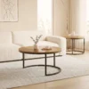 Rond Salontafelset, 2 delig, Industriële Bijzettafels Met Metalen Frame Voor Woonkamer En Slaapkamer, Bruin