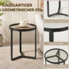 Ronde Bijzettafel Met Gehard Glazen Blad En Geometrisch Metalen Frame Voor Kleine Ruimtes, Zwart