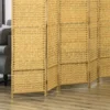 Ruimteverdeler, 6 delig Opvouwbare Scheidingswand, Gevlochten Patroon, Dennenhout, Natuurhout