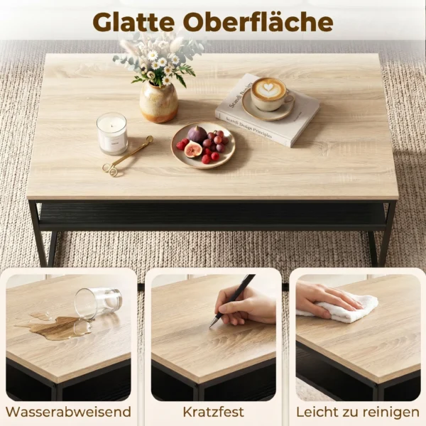 Salontafel Met Opbergruimte, Moderne Industriële Stijl, Woonkamertafel Voor Woonkamer, Slaapkamer, 100 X 59 X 47 Cm, Eik