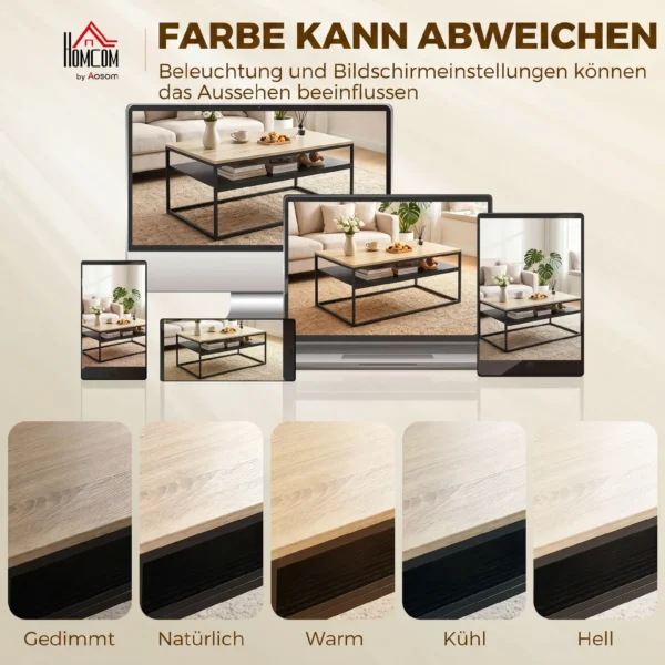 Salontafel Met Opbergruimte, Moderne Industriële Stijl, Woonkamertafel Voor Woonkamer, Slaapkamer, 100 X 59 X 47 Cm, Eik