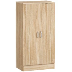 Schoenenkast Met 2 Deuren, 6 Verstelbare Planken, Soft close Scharnieren Voor 14 Paar Schoenen, Natuurhout