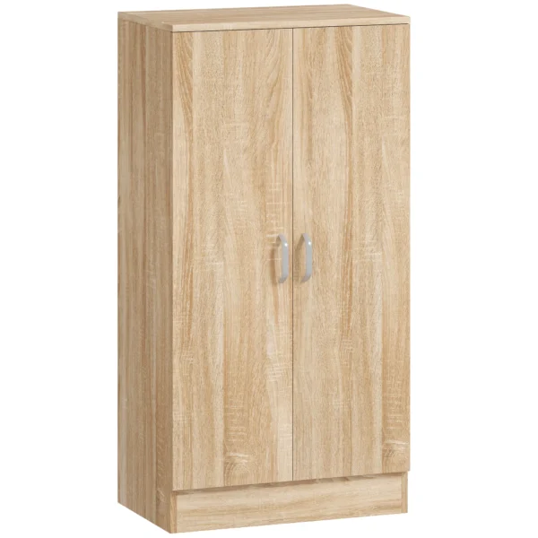 Schoenenkast Met 2 Deuren, 6 Verstelbare Planken, Soft close Scharnieren Voor 14 Paar Schoenen, Natuurhout