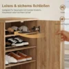 Schoenenkast Met 2 Deuren, 6 Verstelbare Planken, Soft close Scharnieren Voor 14 Paar Schoenen, Natuurhout