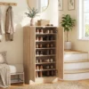 Schoenenkast Met 2 Deuren, 6 Verstelbare Planken, Soft close Scharnieren Voor 14 Paar Schoenen, Natuurhout