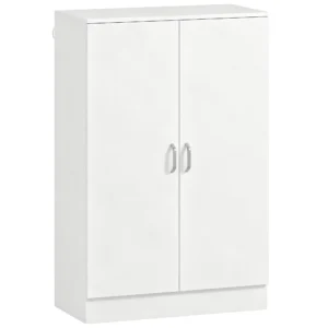 Schoenenkast Met 2 Deuren, 6 Verstelbare Planken, Soft close Scharnieren Voor 21 Paar, Wit