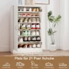 Schoenenkast Met 2 Deuren, 6 Verstelbare Planken, Soft close Scharnieren Voor 21 Paar, Wit