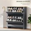 Schoenenkast Met 2 Klapvakken, Verstelbare Scheidingswand Voor 8 12 Paar Schoenen, 72 X 26 X 80 Cm, Donkergrijs