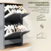 Schoenenkast Met 2 Klapvakken, Verstelbare Scheidingswand Voor 8 12 Paar Schoenen, 72 X 26 X 80 Cm, Donkergrijs