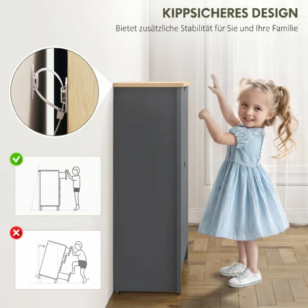 Schoenenkast Met 2 Klapvakken, Verstelbare Scheidingswand Voor 8 12 Paar Schoenen, 72 X 26 X 80 Cm, Donkergrijs
