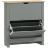 Schoenenkast Met 2 Klapvakken, Verstelbare Scheidingswand Voor 8 12 Paar Schoenen, 72 X 26 X 80 Cm, Lichtgrijs
