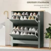 Schoenenkast Met 2 Klapvakken, Verstelbare Scheidingswand Voor 8 12 Paar Schoenen, 72 X 26 X 80 Cm, Lichtgrijs