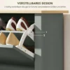 Schoenenkast Met 2 Klapvakken, Verstelbare Scheidingswand Voor 8 12 Paar Schoenen, 72 X 26 X 80 Cm, Lichtgrijs