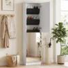 Schoenenkast Met Spiegel, 5 laags Smalle Schoenenkast Met Soft close Deuren, Voor 12 Paar, 50 X 20 X 180 Cm, Wit