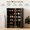 Schoenenkast Met Stille Veiligheidsopening, 6 Niveaus, Greeploos Ontwerp, Hoogglans Zwart