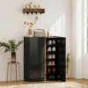 Schoenenkast Met Stille Veiligheidsopening, 6 Niveaus, Greeploos Ontwerp, Hoogglans Zwart