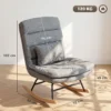 Schommelstoel Met Linnenlook, Lendenkussen, Hoge Rugleuning, Brede Zitting, Dubbele Bekleding, Lichtgrijs