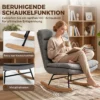 Schommelstoel Met Linnenlook, Lendenkussen, Hoge Rugleuning, Brede Zitting, Dubbele Bekleding, Lichtgrijs