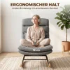 Schommelstoel Met Linnenlook, Lendenkussen, Hoge Rugleuning, Brede Zitting, Dubbele Bekleding, Lichtgrijs