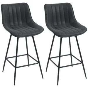 Set Van 2 Barkrukken, 68 Cm Draaibare Toogkrukken Met Rugleuning Voor Keukeneiland, Eetkamer, Zwart