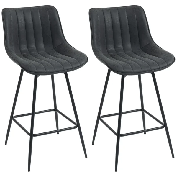 Set Van 2 Barkrukken, 68 Cm Draaibare Toogkrukken Met Rugleuning Voor Keukeneiland, Eetkamer, Zwart