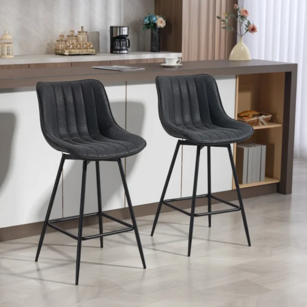Set Van 2 Barkrukken, 68 Cm Draaibare Toogkrukken Met Rugleuning Voor Keukeneiland, Eetkamer, Zwart