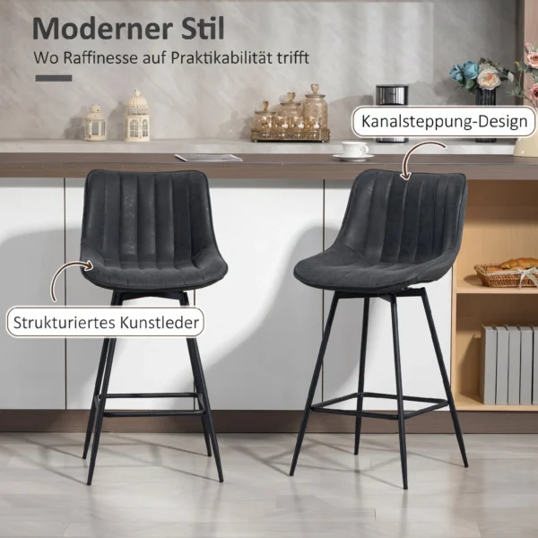 Set Van 2 Barkrukken, 68 Cm Draaibare Toogkrukken Met Rugleuning Voor Keukeneiland, Eetkamer, Zwart
