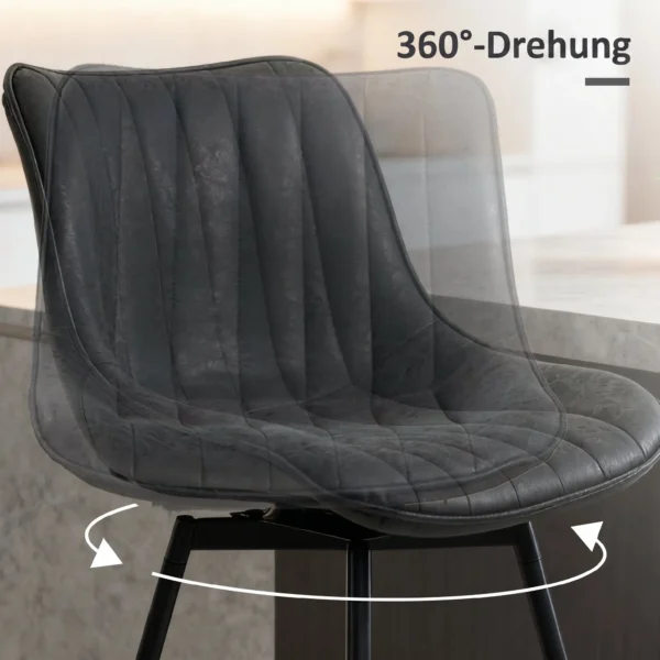 Set Van 2 Barkrukken, 68 Cm Draaibare Toogkrukken Met Rugleuning Voor Keukeneiland, Eetkamer, Zwart