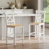 Set Van 2 Barkrukken Gemaakt Van Grenenhout Met Voetensteun, Rugleuning, Landhuisstijl Voor Keuken, Woonkamer, Natuur