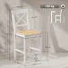 Set Van 2 Barkrukken Gemaakt Van Grenenhout Met Voetensteun, Rugleuning, Landhuisstijl Voor Keuken, Woonkamer, Natuur