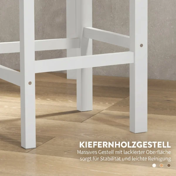 Set Van 2 Barkrukken Gemaakt Van Grenenhout Met Voetensteun, Rugleuning, Landhuisstijl Voor Keuken, Woonkamer, Natuur
