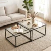 Set Van 2 Salontafels Met Gehard Glazen Blad En Metalen Frame, Voor Woonkamer Zwart