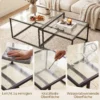 Set Van 2 Salontafels Met Gehard Glazen Blad En Metalen Frame, Voor Woonkamer Zwart
