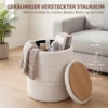 Sherpa Opbergkruk Met Omkeerbaar Deksel, Ronde Zitkruk Voor Woonkamer & Slaapkamer, Wit