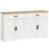 Sideboard Buffetkast, 140 Cm Boerderij Keukenkast Met 2 Lades En 2 Kasten, Wit